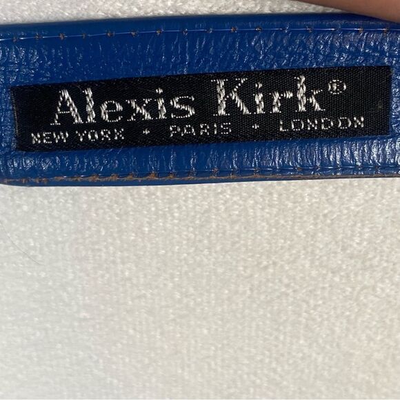 Alexis Kirk NY Paris London Blue Pebble Leather Belt W/Gold Abstract Buckle main image 6